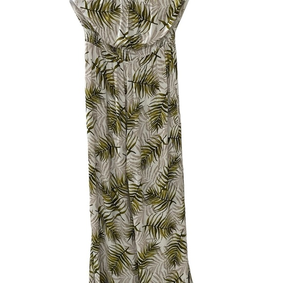 Papaya Leaf Print Strapless jumpsuit size large 100% Rayon - Picture 4 of 6